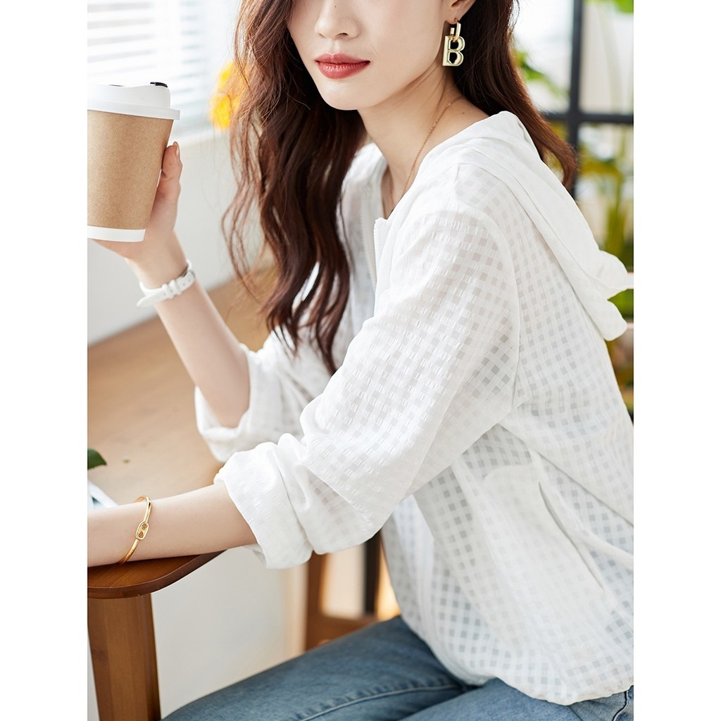 แจ็คเก็ตลำลองสำหรับผู้หญิง ฤดูร้อน ใหม่ เรียบง่าย ลำลอง มีฮู้ด ซิป