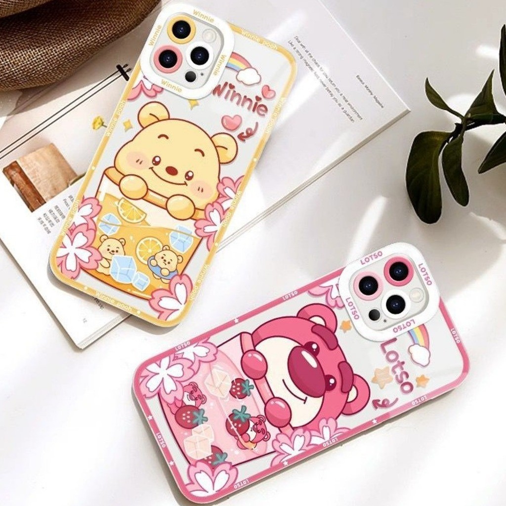 BEAR สีเหลือง & PINK ANGEL EYE PRINTING กรณี pocophone c75 m3 m4 m7 pro 4g f5 x3 redmi 14c 13 note 7