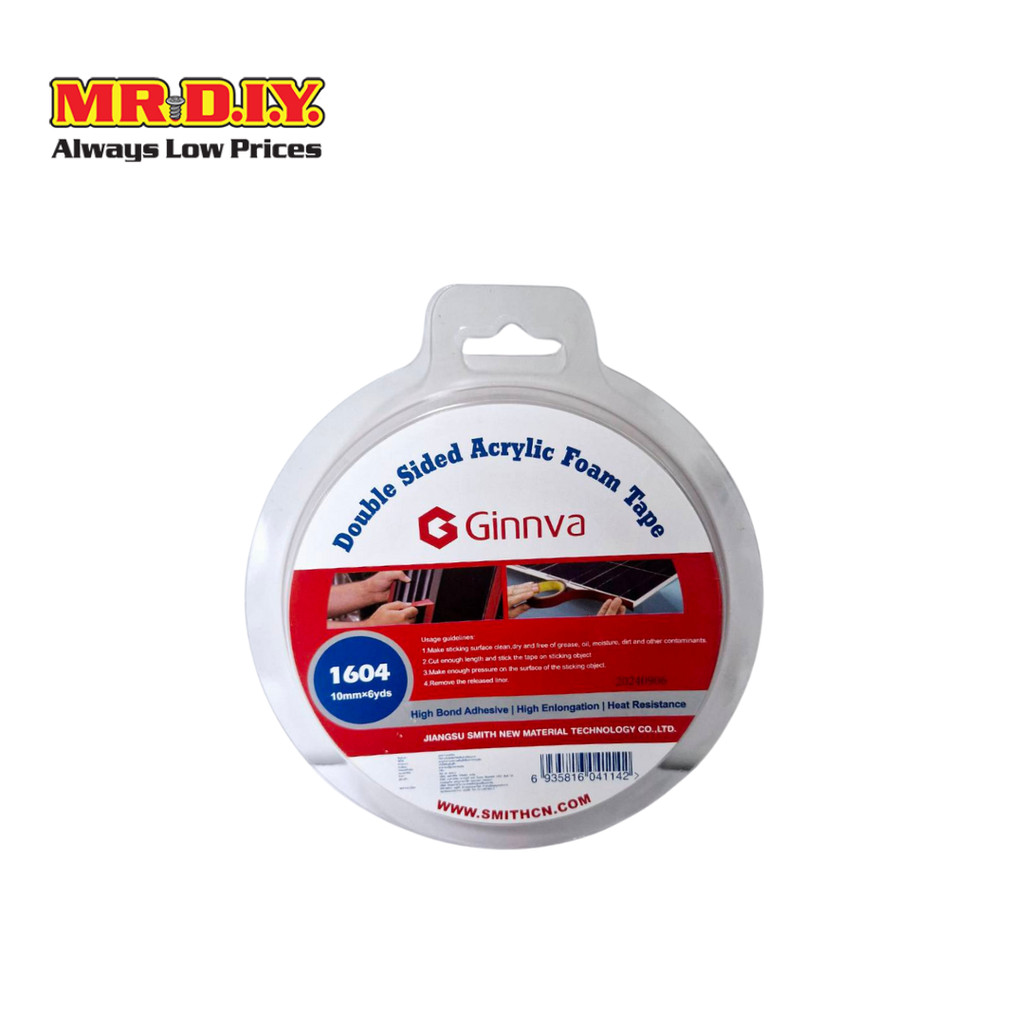Ginnva เทปกาวสองหน้าอะคริลิคโฟม ขนาด 10 มม. x 6 หลา