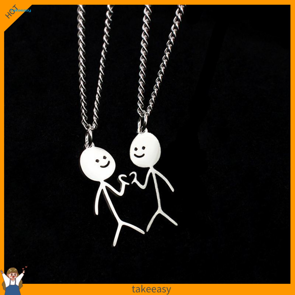สร้อยคอคู่รัก 2 ชิ้น สร้อยคอจับคู่คู่ Love Heart Gesture Best Friends สร้อยคอจี้ Unisex