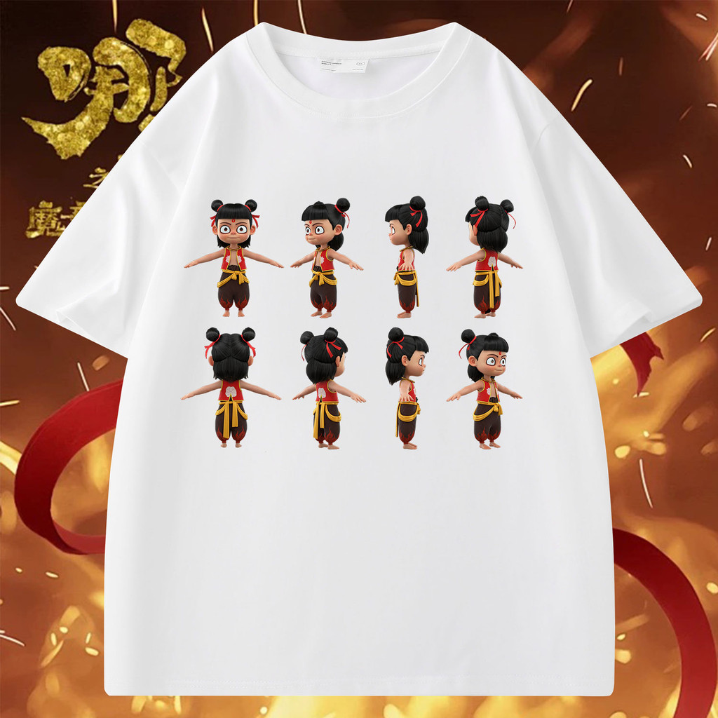 【HOT】Nezha เสื้อยืดอะนิเมะ Anime Nezha 2 Printed Nezha T-Shirt ผ้าฝ้ายสะดวกสบาย