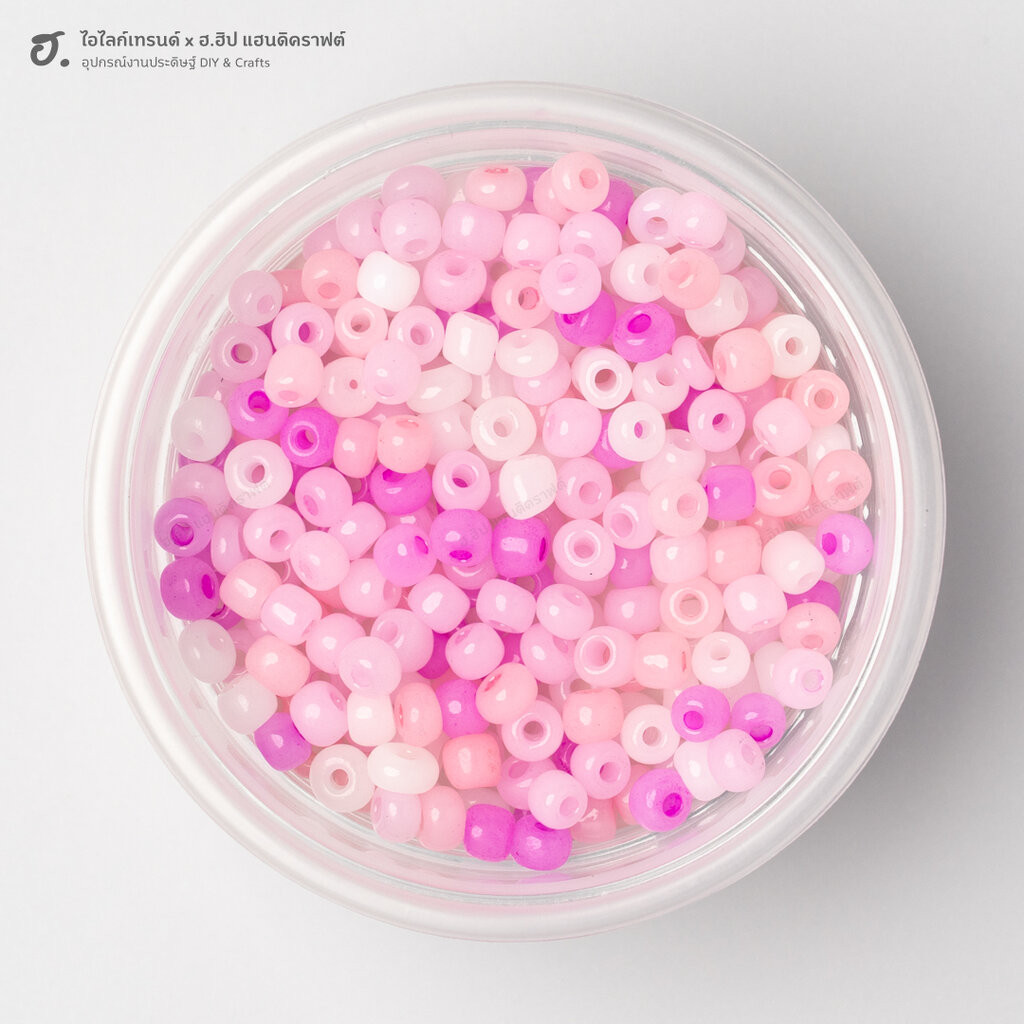 ลูกปัดเม็ดทราย ขนาด 4 มม. สีคละสีชมพู Pink Mix