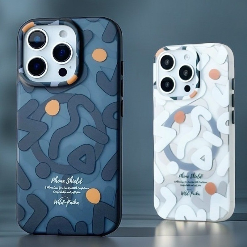 ขายร้อน Frosted Graffiti กันกระแทกแม่เหล็ก Fulcrum เคสโทรศัพท์สําหรับ IPhone 16 11 12 13 14 15 Pro Max Plus แฟชั่น Matte ปลอก Anti Slip โปร่งแสง Hard ฝาหลัง