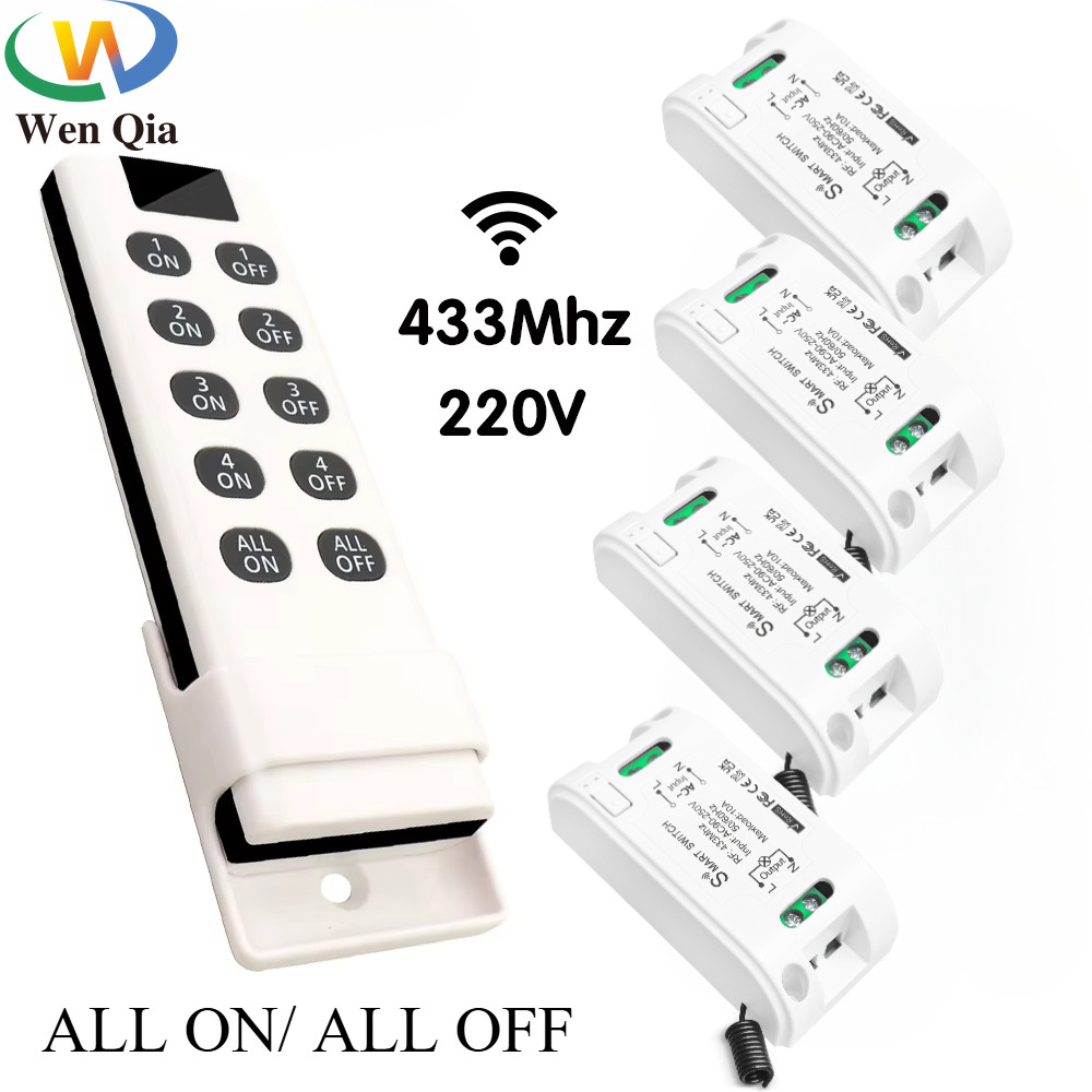 สวิตช์แสงไร้สาย RF 433 Mhz รีโมทเปิดสวิตช์ Controller รีเลย์ Ac220v 10A สมาร์ท Home Control โคมไฟเพดาน LED พัดลม