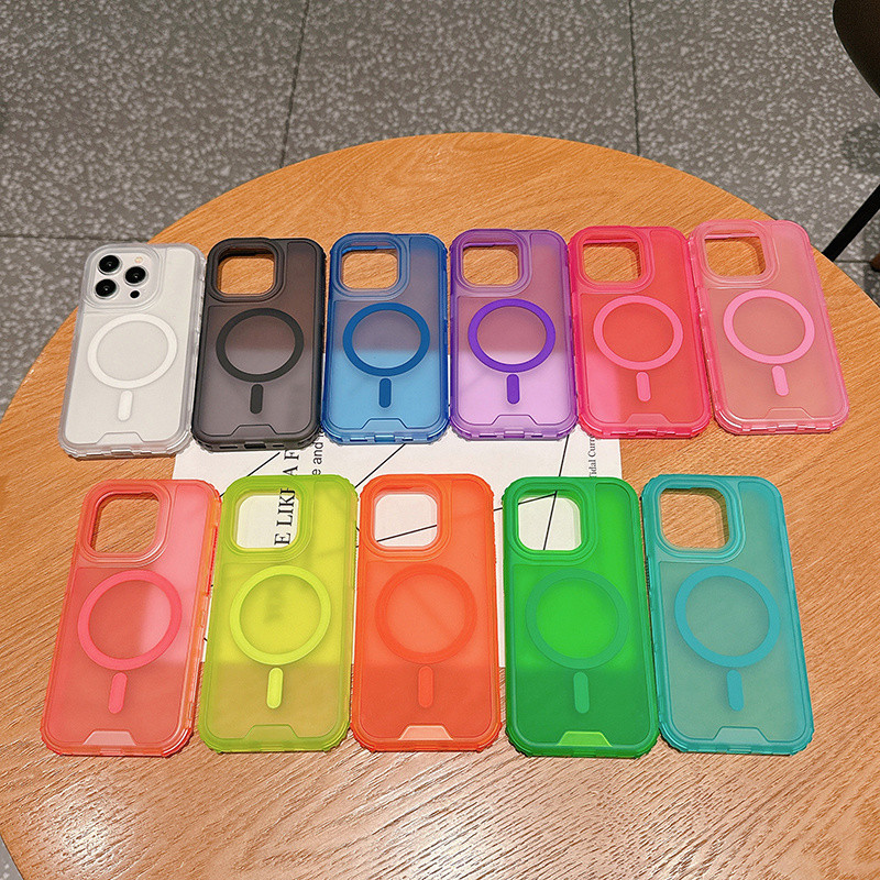 ถอดออกได้3 ใน 1ลูกอมสีโปร่งแสงแม่เหล็กกรณีโทรศัพท์สําหรับ ไอโฟน 16 11 12 13 14 15 มือโปร สูงสุด 15 14 16บวกกันกระแทกกันชนนุ่มปลอก เคลือบ พีซี ปกหลัง - รูปที่ 7