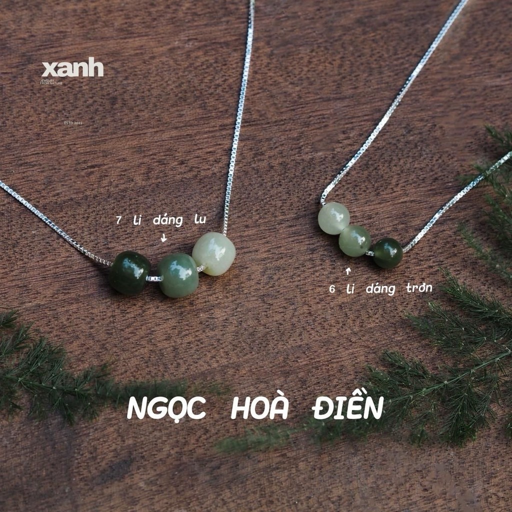 สร้อยคอ ombr Hoa Dien ธรรมชาติประเภท a ไม่ผ่านการบําบัดด้วยโชคและพลังงานความมั่งคั่ง - Xanh Jewelry