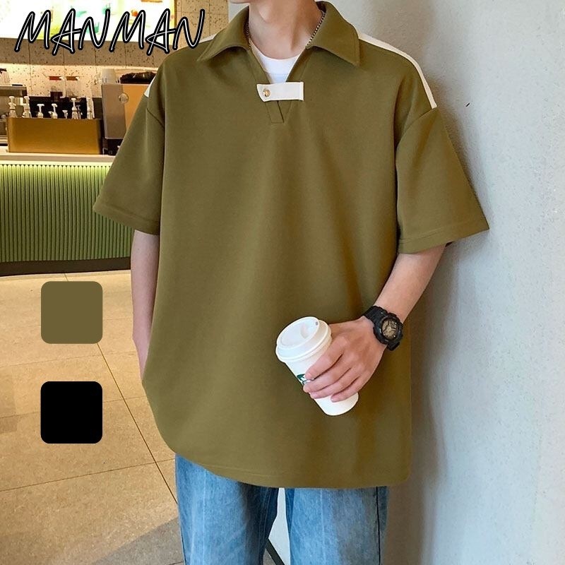 M＆M ฤดูร้อนรุ่นใหม่ เสื้อโปโลผู้ชาย การออกแบบเฉพาะกลุ่ม สีล้วนแมทช์ลุคง่าย หล่อลำลอง