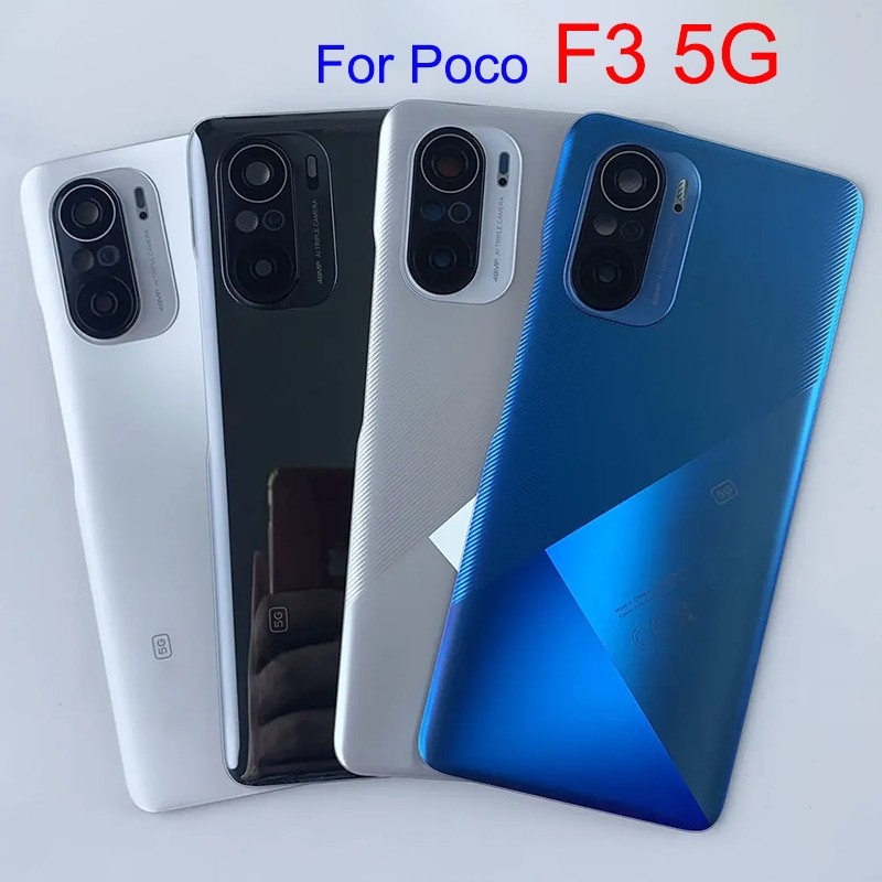 สําหรับ Poco F3 5G ฝาหลังกระจกเปลี่ยนเลนส์กล้องและกาว