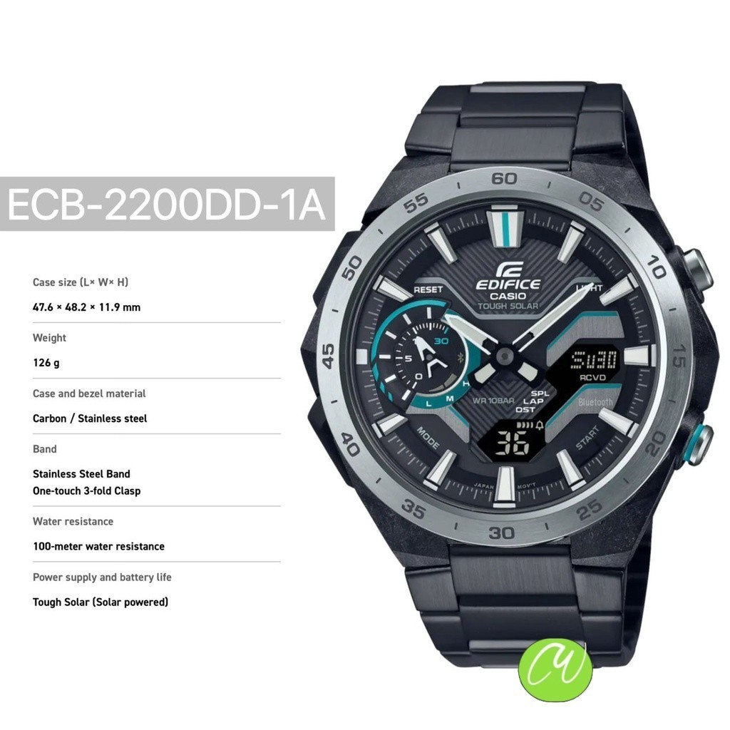 EDIFICE ECB-2200DD-1A นาฬิกาสปอร์ต นาฬิกาสแตนเลส V789