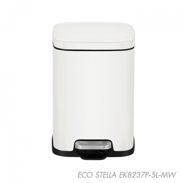 LOCAL789 EKO ถังขยะเหล็กเคลือบขาเหยียบทรงเหลี่ยม OLI-CUBE EK8237P-5L-MW ขนาด 22x19x30 ซม. สีขาว ร้าน