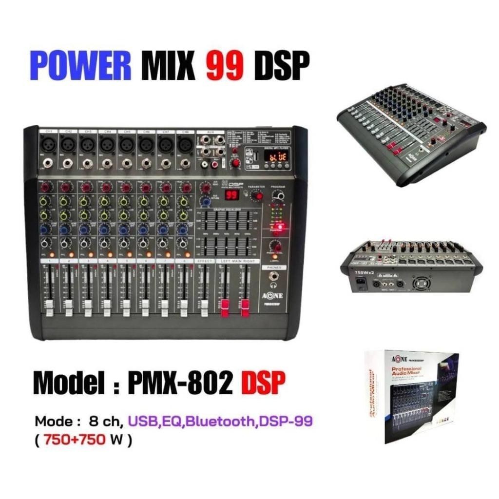 A-ONE powermixer 750วัตต์ x 2 บลูทูธ PMX802 POWER MIX เพาว์เวอร์มิกซ์ เพาว์เวอร์ มิกซ์