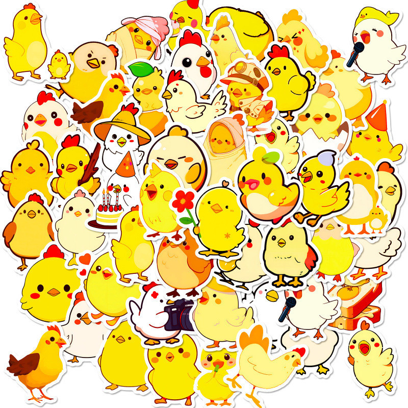 50ชิ้นไก่สติกเกอร์กันน้ําสําหรับเด็กสาวเด็กน่ารักเจี๊ยบสติกเกอร์สําหรับแก้วน้ําโทรศัพท์โน๊ตบุ๊ค