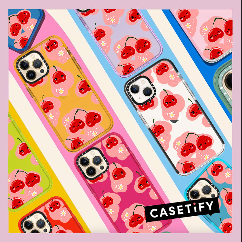 Casetify X Baby Cherries เคสโทรศัพท์มือถือแบบนิ่ม TPU ใส กันกระแทก สําหรับ iPhone 15 14 13 12 11 Pro MAX IX XS MAX XR 6 6s 7 8 Plus