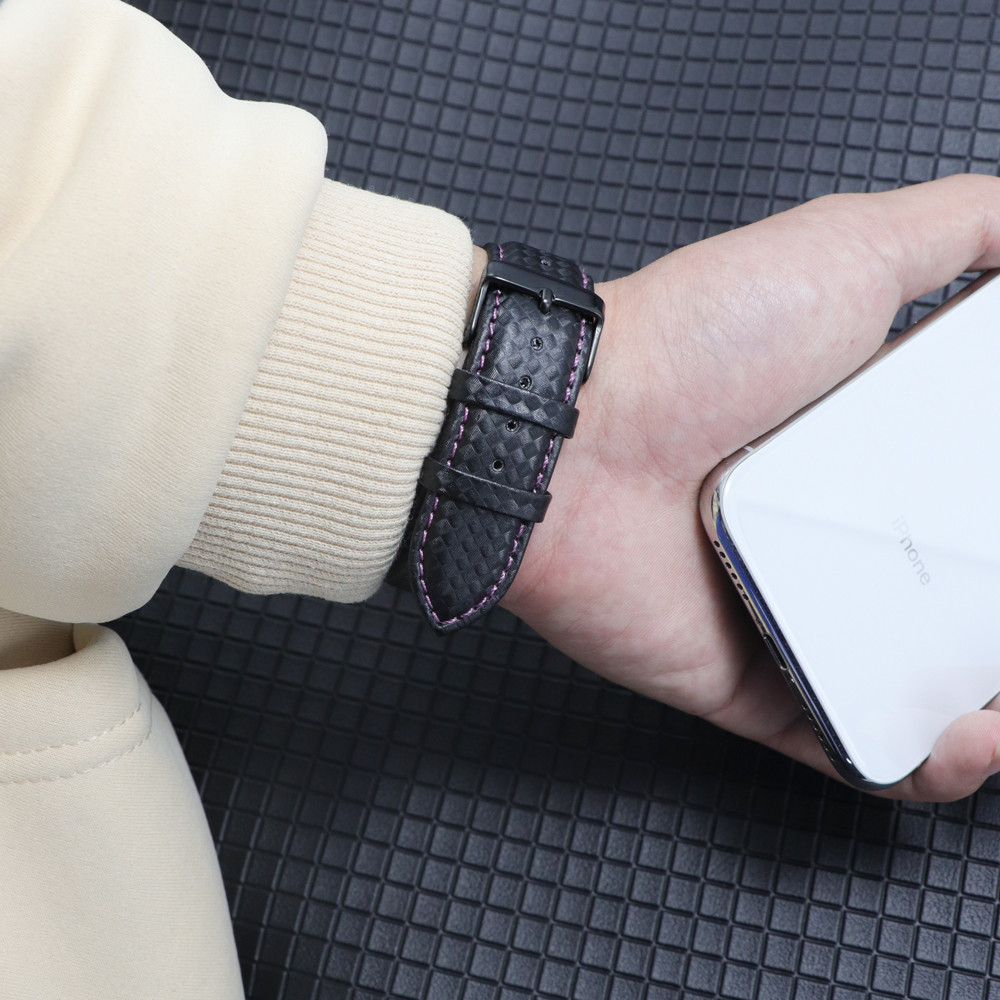 สายนาฬิกาข้อมือหนัง คาร์บอนไฟเบอร์ ปลดเร็ว 20 มม. 22 มม. สําหรับ Samsung Watch 3 41 45 มม. Galaxy Watch 42 มม. 46 มม. Active 2 40 มม. 44 มม. Amazfit GTR 42 มม.