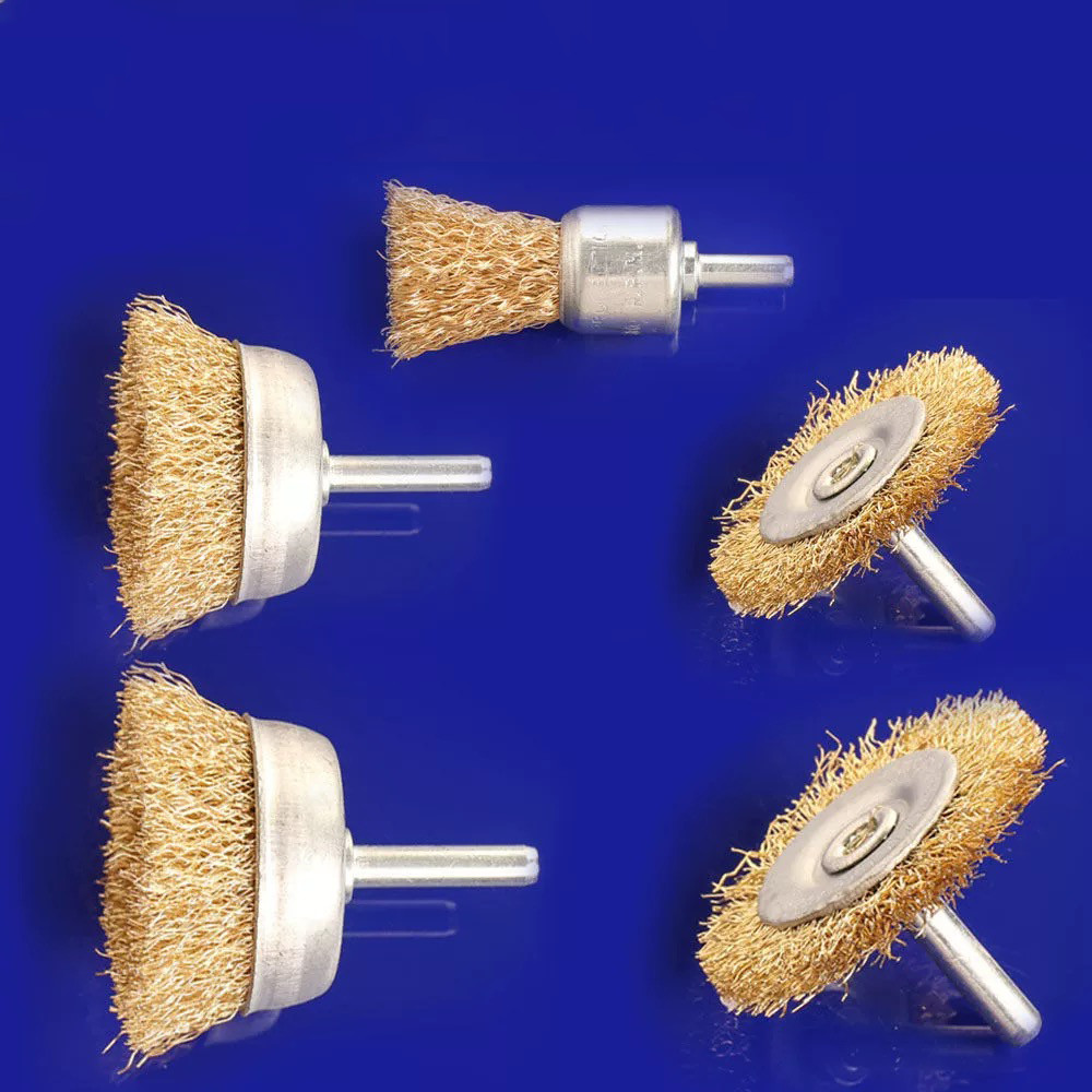 brush wire brush แปรงลวดทองเหลือง (1แพ็ค 5ขนาด) ขัดสนิม สี สิ่งสกปรก ผลิตจากลวดสปริง เหนียว ไม่ขาดง่าย brass wire brush