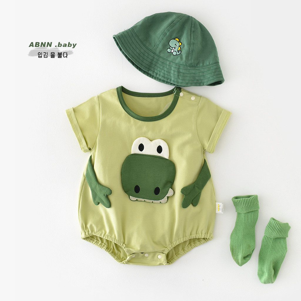 ฤดูร ้ อนทารกแรกเกิดบอดี ้ สูทเด ็ กสาวRomperไดโนเสาร ์ พิมพ ์ แขนสั ้ น 0-2yrsทารกOnesie