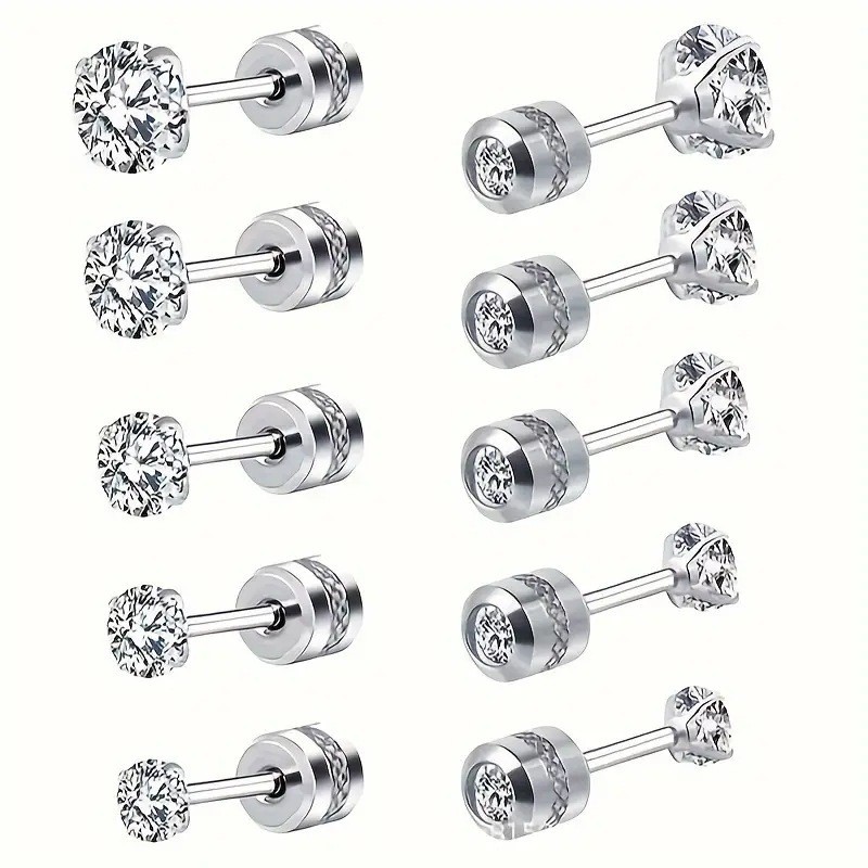 Double Titanium Decal Diamond แฟชั่นปลอมต่างหูผู้ชายและผู้หญิง