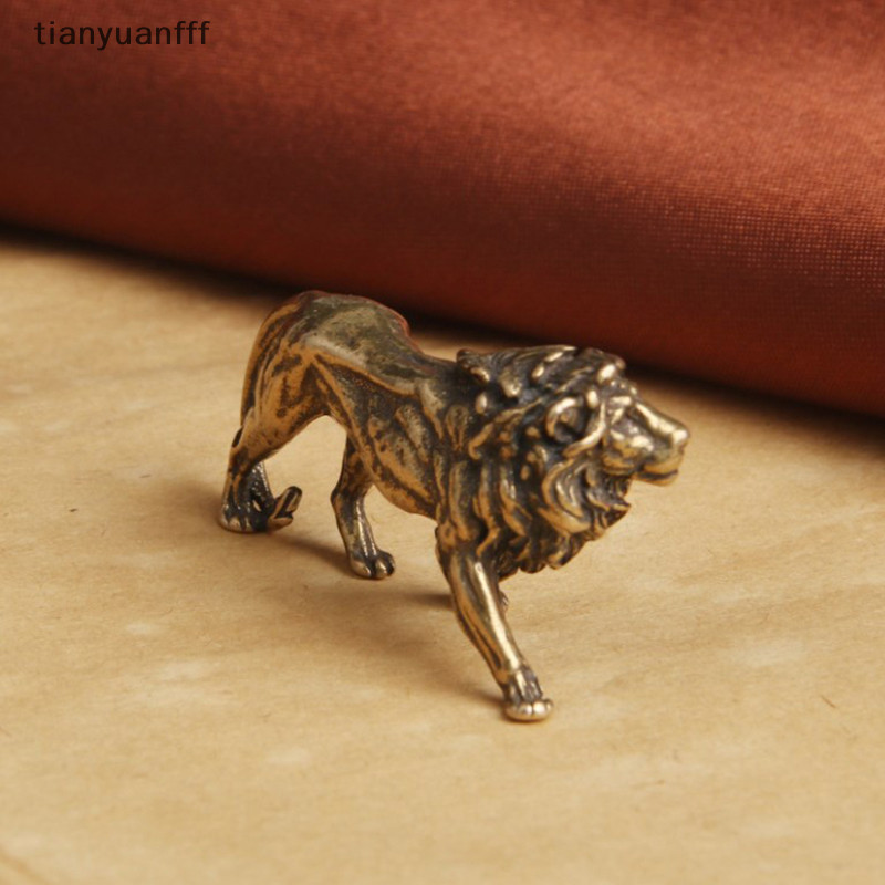 Tianyuanfff ทองแดงบริสุทธิ์ Majestic Lion Miniatures ตุ๊กตาตกแต่งโต๊ะ Vintage ทองเหลืองสัตว์รูปปั้นเครื่องประดับตกแต่งบ้านหัตถกรรมดี
