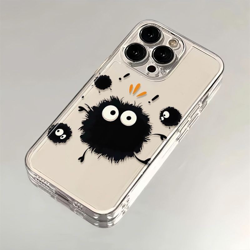 My Neighbor Totoro Briquettes อะนิเมะเคสโทรศัพท์ iPhone เหมาะสําหรับ iPhone 15 Pro Max 14 Plus 13 Pro XR 11 Pro XS Max 12 Pro Max เลนส์ป้องกัน Anti-drop โปร่งใสนุ่มกรณี