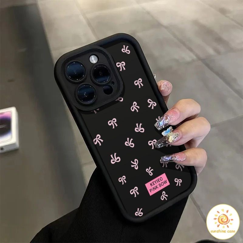เคสโทรศัพท์มือถือป้องกันสี่ด้านรูปแบบโบว์แบบเต็มหน้าจอ ไอโฟน11 For iPhone12 13 14 15Pro MAX X XS XR XS 6 7 8Plus SE2020