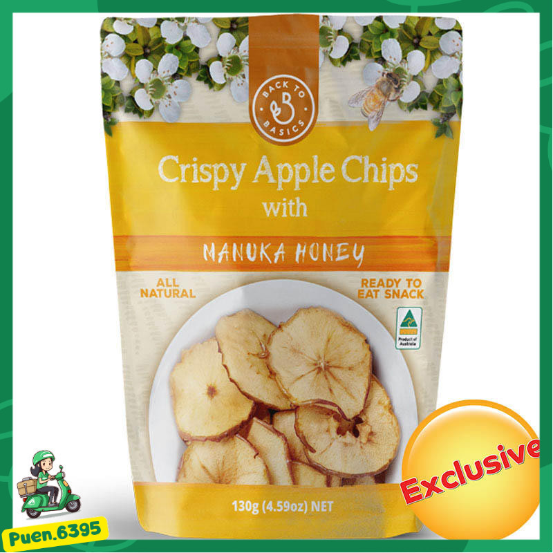 Fast Delivery 🛵 แบคทูเบสิคส์แอปเปิ้ลแผ่นเคลือบน้ำผึ้งมานูก้าอบกรอบ 130กรัม  ☑  Back to Basics Apple Manuka Honey Chips