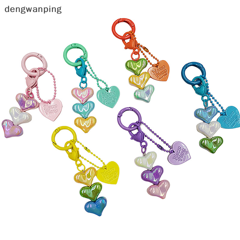 [Dengwanping] พวงกุญแจอะคริลิค รูปหัวใจ พีช ไล่โทนสี น่ารัก สีสันสดใส เครื่องประดับ สําหรับเด็กผู้หญิง [TH]