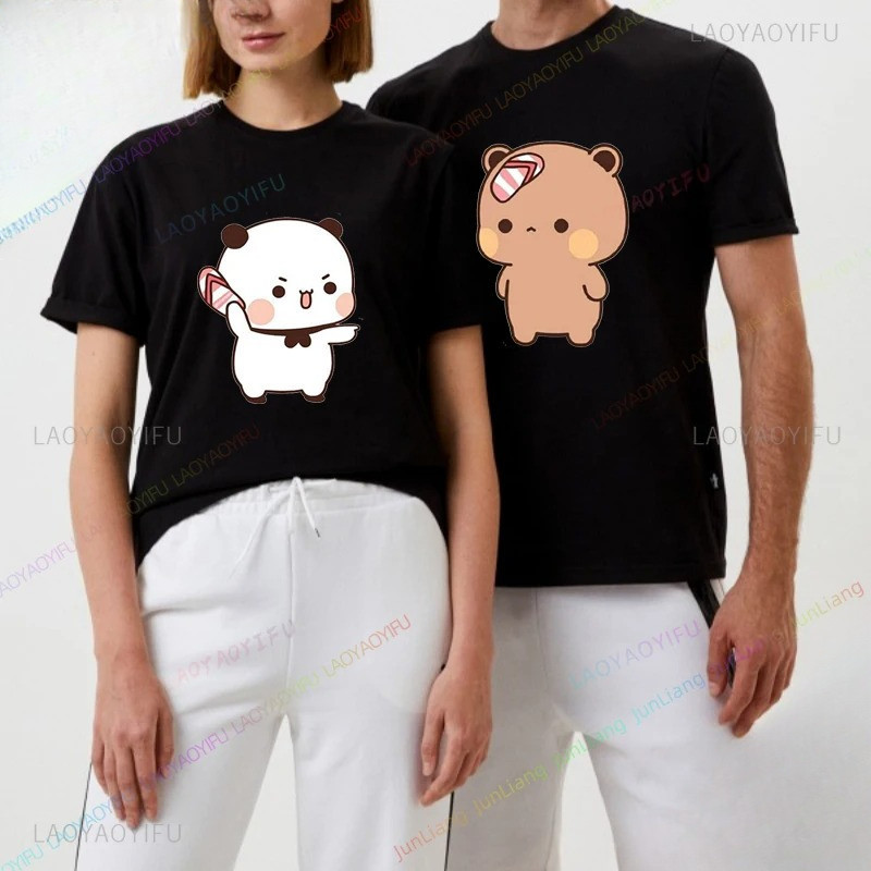 2024 Bubu & Dudu Goth นมและ Mocha เสื ้ อยืดสําหรับคู ่ รัก Harajuku แฟชั ่ นสําหรับผู ้ หญิงเสื ้ อ Tops