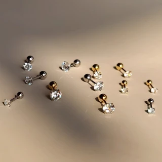 Roselife 1PC Unisex Classic Gold Ball คริสตัล Pierced สกรูต่างหูผู้หญิงผู้ชาย Hypoallergenic Ear Studs เครื่องประดับอุปกรณ์เสริม