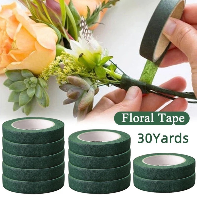 10roll 300 Yard 12MM ดอกไม ้ Stem เทป Corsages Buttonhole ดอกไม ้ ประดิษฐ ์ Stamen Wrap Florist สีเขียวเทปไนลอนดอกไม ้ อุปกรณ ์