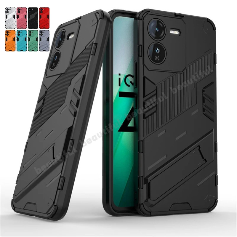 สําหรับ Vivo IQOO Z9 5G กรณี PC กันกระแทกกันชน Kickstand โทรศัพท ์ Casing IQOO Z9X Z9 Turbo กลับผู ้