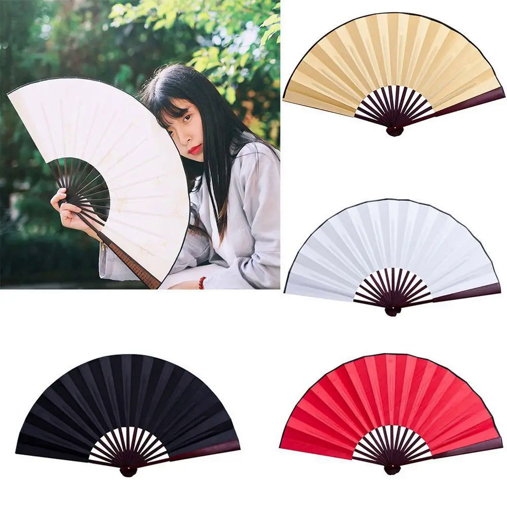 8/10 Inch Folding Fan Hand Silk Cloth DIY Chinese Folding Fan Wooden Bamboo Antiquity Fold Fans DIY 
