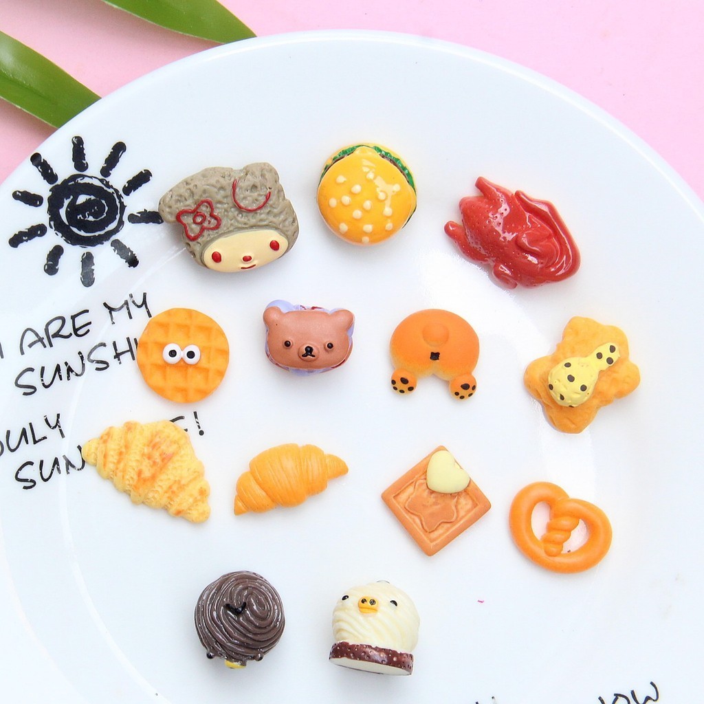 Melody ขนมปังเบอร์เกอร์อาหารของเล่นเรซิ่น Gadget ครีมกาว DIY Hairpin ต่างหูบ้านตุ๊กตาตกแต่งขายส่ง