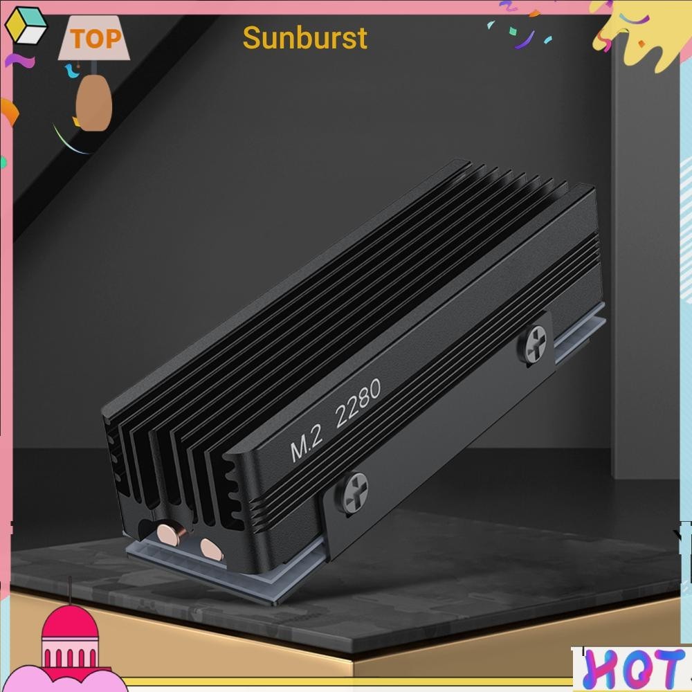 M.2 SSD Heatsink 2 Copper Heat Pipes Aluminium Cooler with Thermal Silicone Pad [Sunburst11.th ]