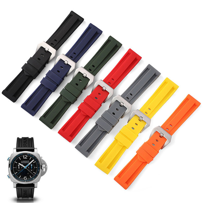 สายนาฬิกาซิลิโคนสําหรับ Panerai Luminor Radiomir PAM111 441 312 20 มม.22 มม.24 มม.26 มม.สําหรับ Submersible ยางกันน้ํานาฬิกาชายหญิงกีฬา Wristbelt สร้อยข้อมือ