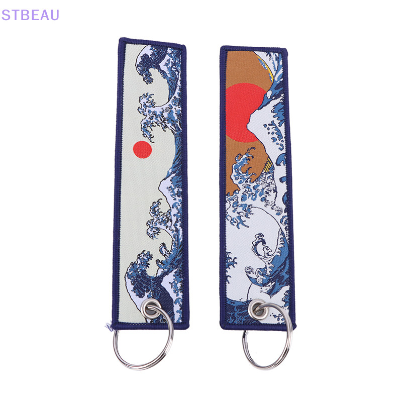 [cxSTBEAU] 1 PC คลื่นญี่ปุ่น Art วาดเย็บปักถักร้อย Key Fobs กระเป๋าเป้สะพายหลัง Key แท็กรถจักรยานยนต