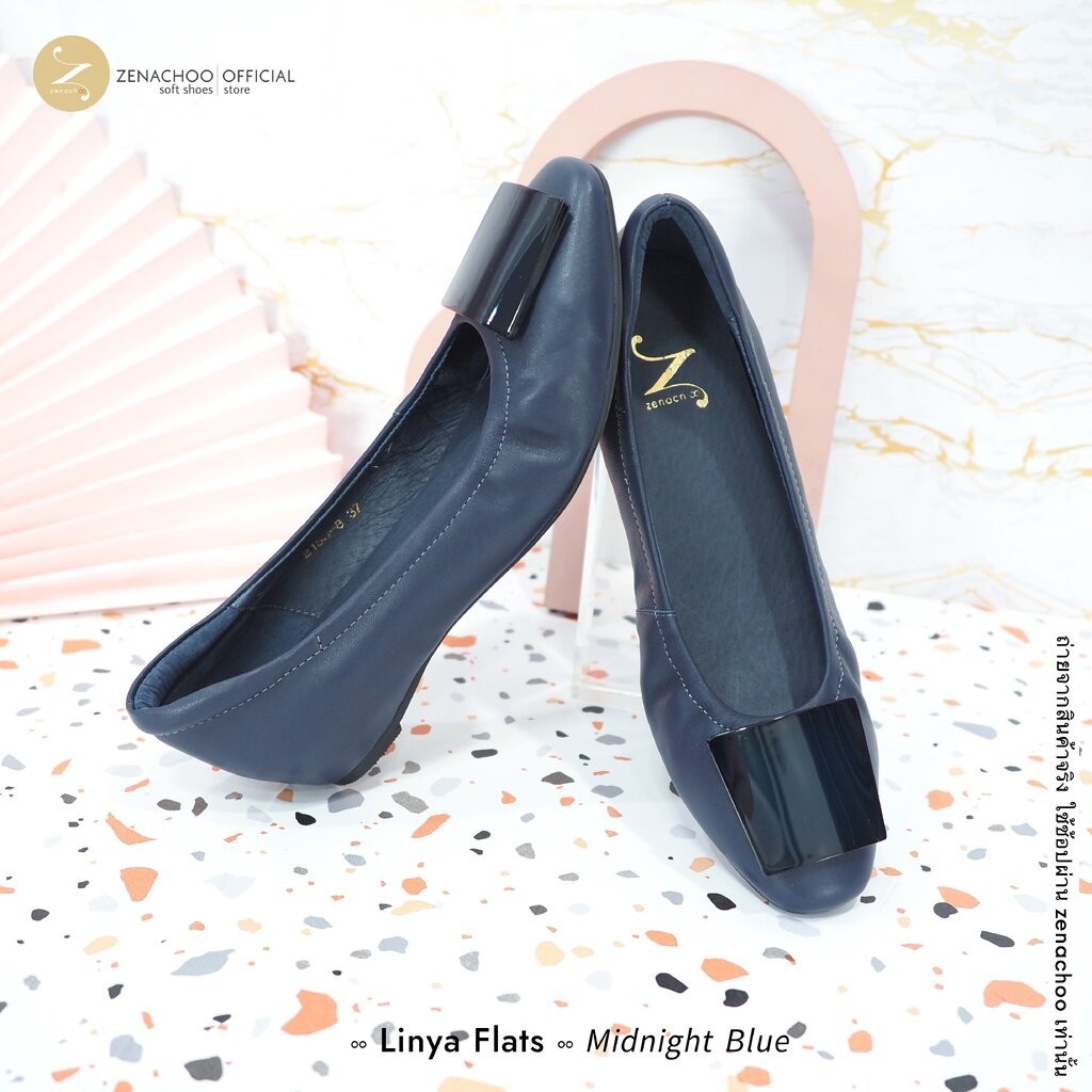 ทรงปกติ:เปลี่ยนไซส์ได้-ไม่รับคืน::รุ่นขายดี Zenachoo Linya Lowy heel สูง 1.3 นิ้ว เสริมส้นด้านใน รองเท้าหนังแกะแท้