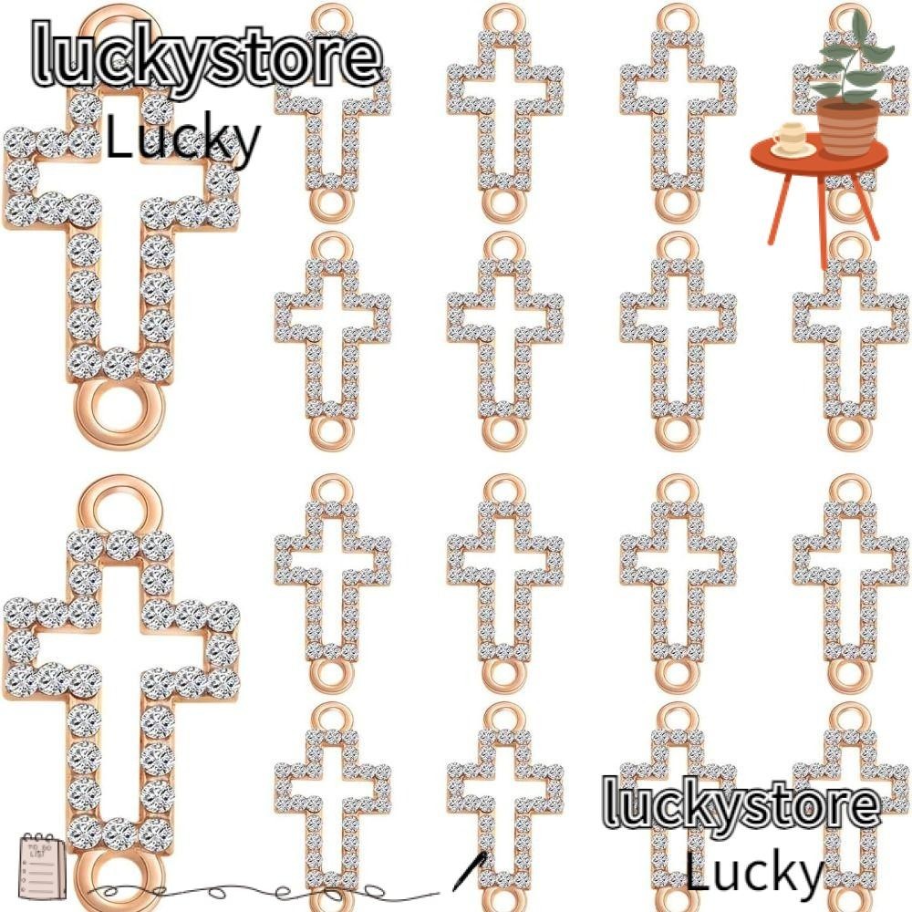 Lucky มินิโลหะ Hollow Cross, โลหะ Gold Cross Charms, Charms สําหรับเครื ่ องประดับทํา Cross Shape Connectors Charms อุปกรณ ์ เสริม