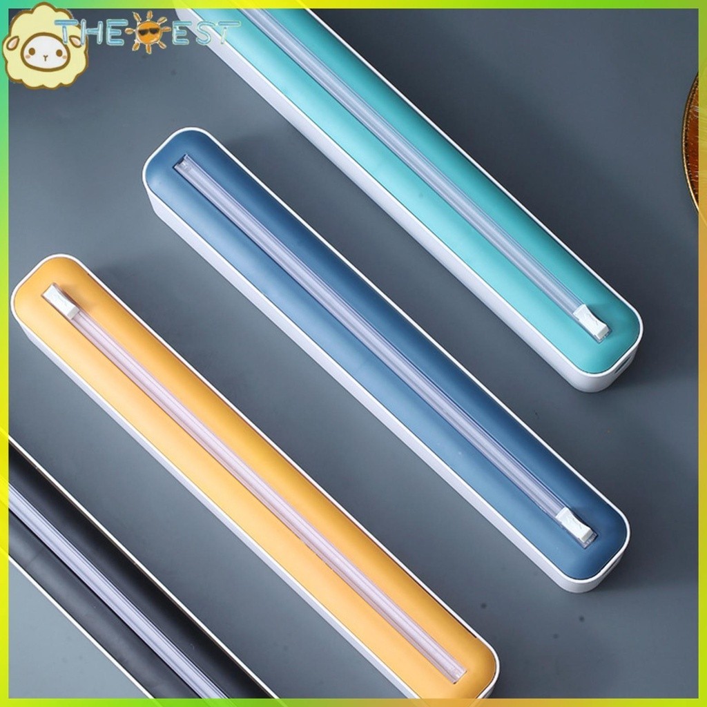 ❉เดอะเบสท์❉ Saran Wrap Dispenser พร้อมเครื่องตัดสไลด์แม่เหล็กรีฟิล Wrap Dispenser อาหาร Cling Film W
