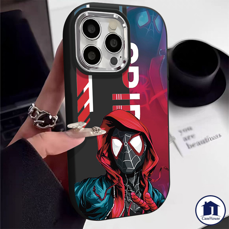 แฟชั่น Spider-Man Candy สีชุบโลหะเลนส์สำหรับ iPhone 7Plus XR 11 13 14 12 15 Pro Max 7 8 Plus X XS Max 14 15 Plus SE 2020