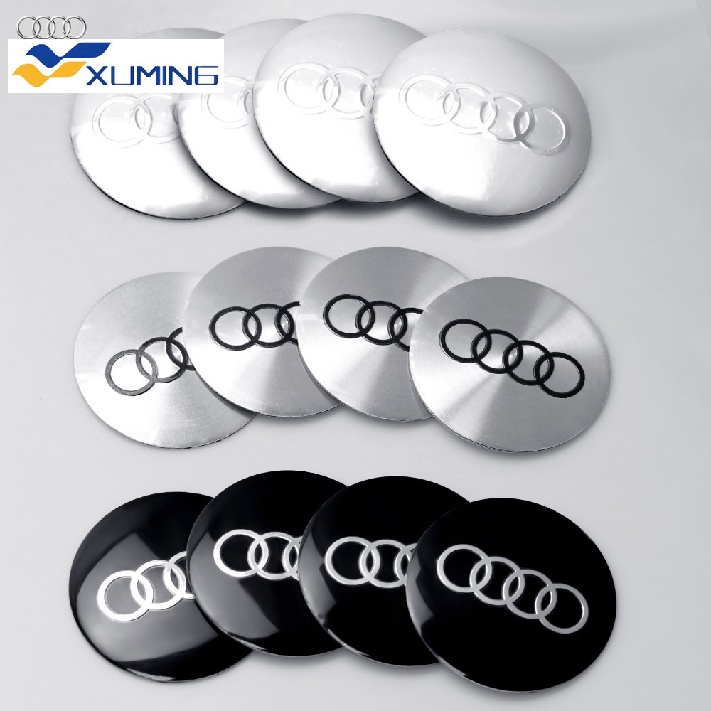 Xm-4pcs 56/60/65/68 มม.ดุมล้อ Caps สติกเกอร์ป้ายสัญลักษณ์รถตกแต่งสําหรับ AUDI S RS A3 A4 B8 8P 8V A6
