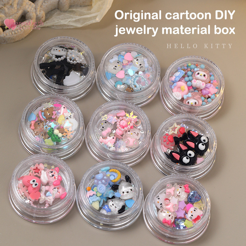 Renbg กล่อง 3D การ์ตูนเล็บ Ch Kawaii Kuromi Hello Kitty Diy หัตถกรรมผู้หญิงตกแต่งเล็บ Diy วัสดุอุปกรณ์เสริมของขวัญ M TH