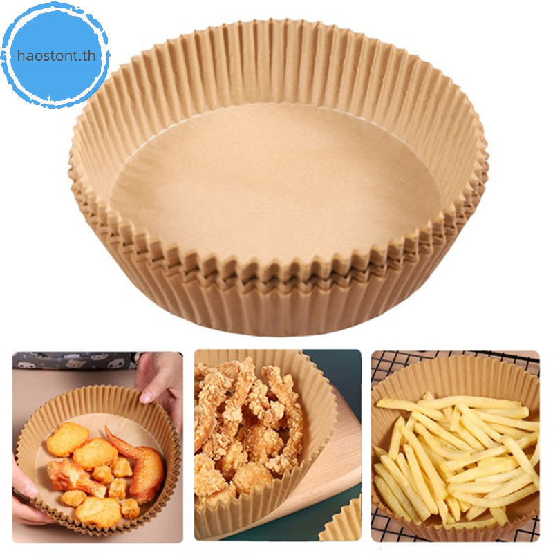 Haostont Air Fryer กระดาษแบบใช้แล้วทิ้ง Mat Non-Stick Steamer Round Paper Baking Mats TH