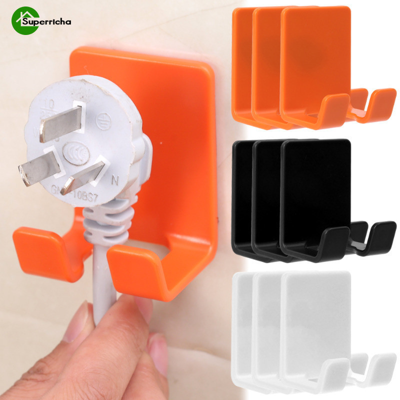 ที่ยึดที่แขวนปลั๊กไฟ – ตะขอเก็บปลั๊กไฟ – สําหรับห้องน้ํา, ห้องครัว, เสื้อโค้ท, กระเป๋า – มัลติฟังก์ชั่น, ต่อย-ฟรี, ตัวเอง กาว – จั