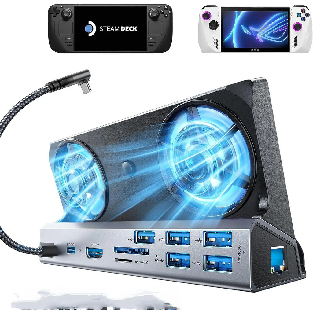 สําหรับ Legion Go Dock,10-in-1 Legion Go Docking Station พร้อม 5 USB 3.0 & 2.0, พัดลมระบายความร้อนคู่, HDMI 4K @ 60Hz,100W ชาร์จสําหรับ Legion Go