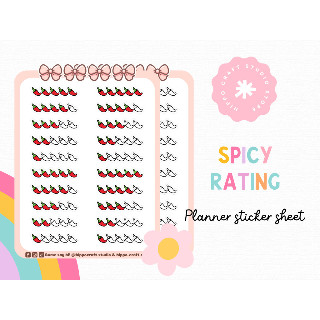 Spicy rating | Planner sticker sheet เรตติ้งพริก แพลนเนอร์สติ๊กเกอร์