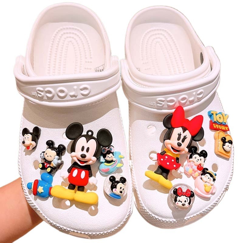 การ์ตูน Minnie Jibits ชุดของเล่น Story Jibitz Croc Charm Mickey Croc Jibbits สําหรับเด็กรองเท้าอุปกรณ์เสริมรองเท้า Charms Pin ตกแต่ง