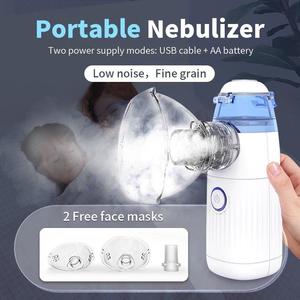 [USB+Battery Powered]Portable Nebulizer Handheld Mesh Inhaler Ultrasonic Atomizer for Asthma Kids Ad