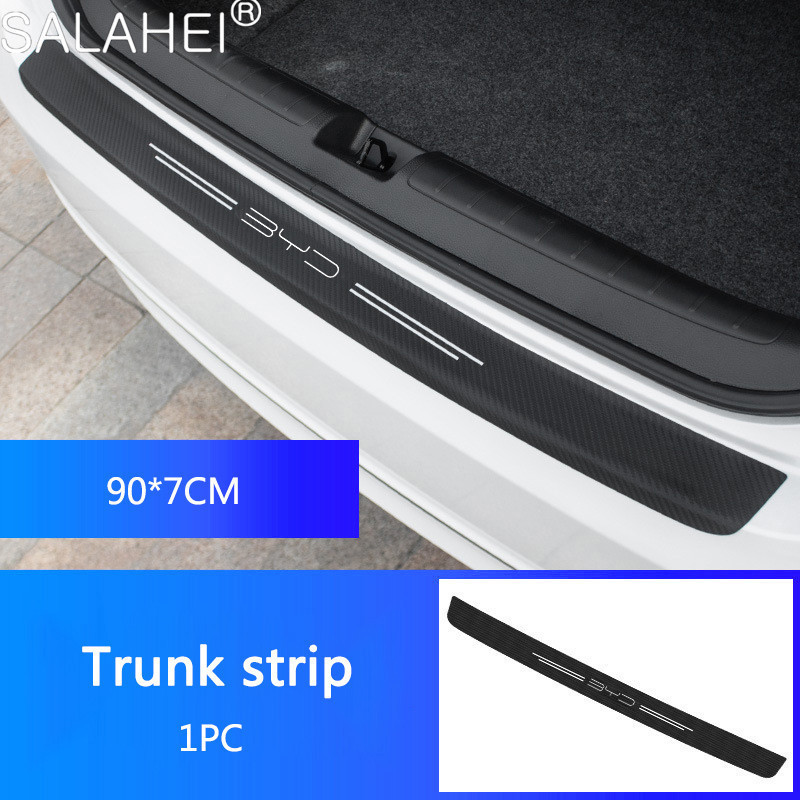 รถประตู Sill คาร์บอนไฟเบอร์เกณฑ์ Trunk สติกเกอร์กันชน Protector แถบสําหรับ BYD M6 G3 G5 T3 13 F3 F0 