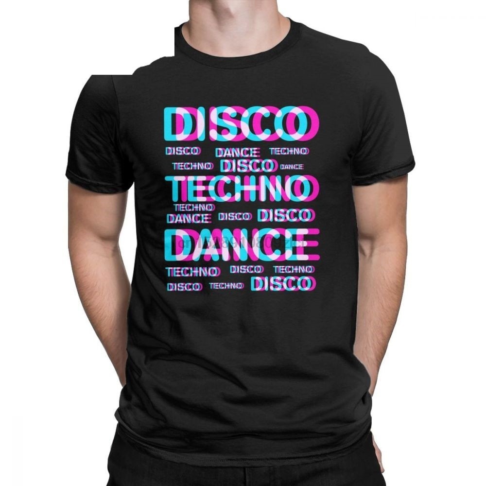[100% Cotton] เสื้อยืดผ้าฝ้ายพิมพ์ลายดิสโก้เต้นรําสําหรับผู้ชาย Trance