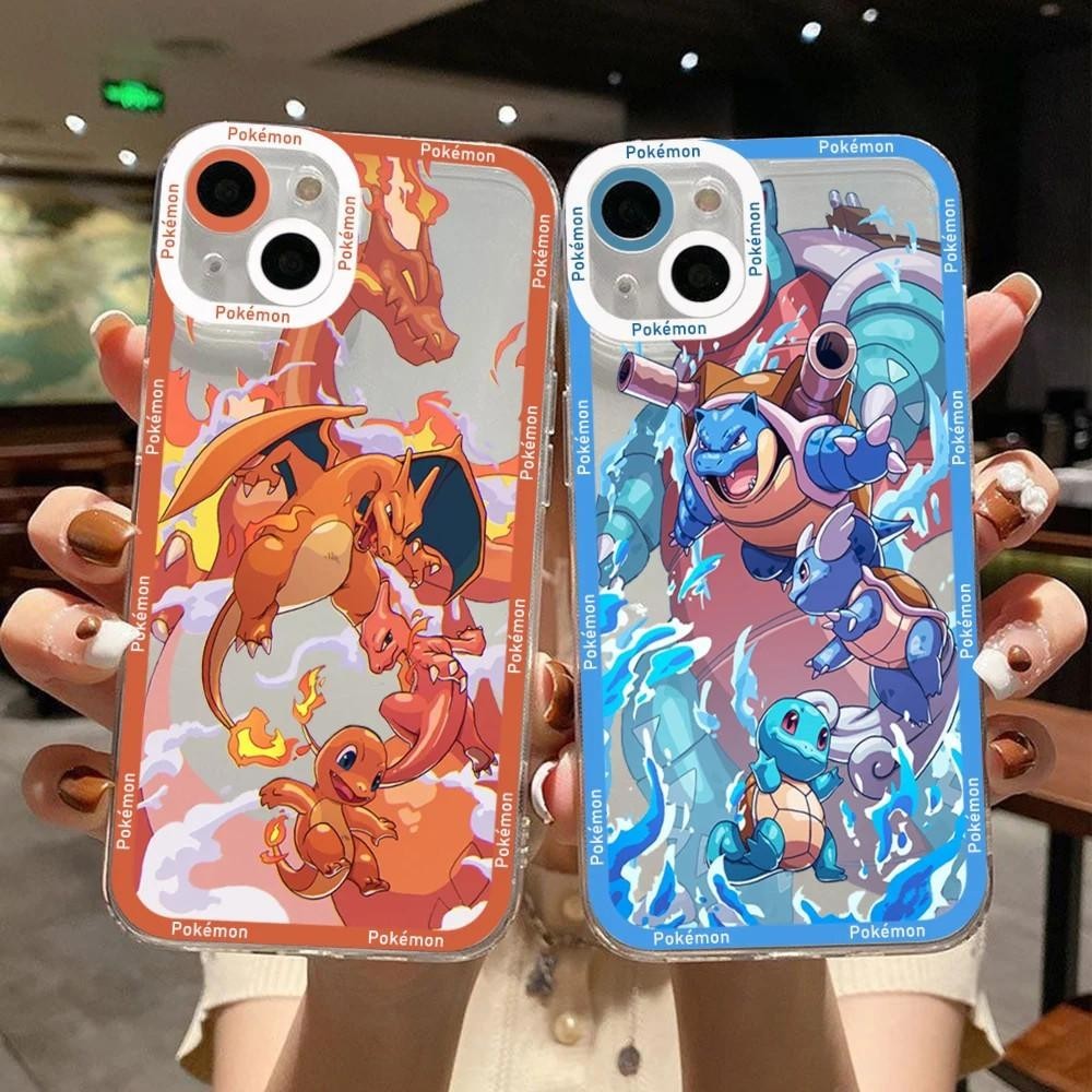 เคสโทรศัพท์สําหรับ OPPO Reno 12 Pro 5G 11F 12F 12 11 10 Pro Plus A79 A78 A58 Realme 12 Pro Plus 5G กรณี Pokemon น่ารัก Charmeleon Charizard Squirtle Soft Clear กล้องป้องกัน